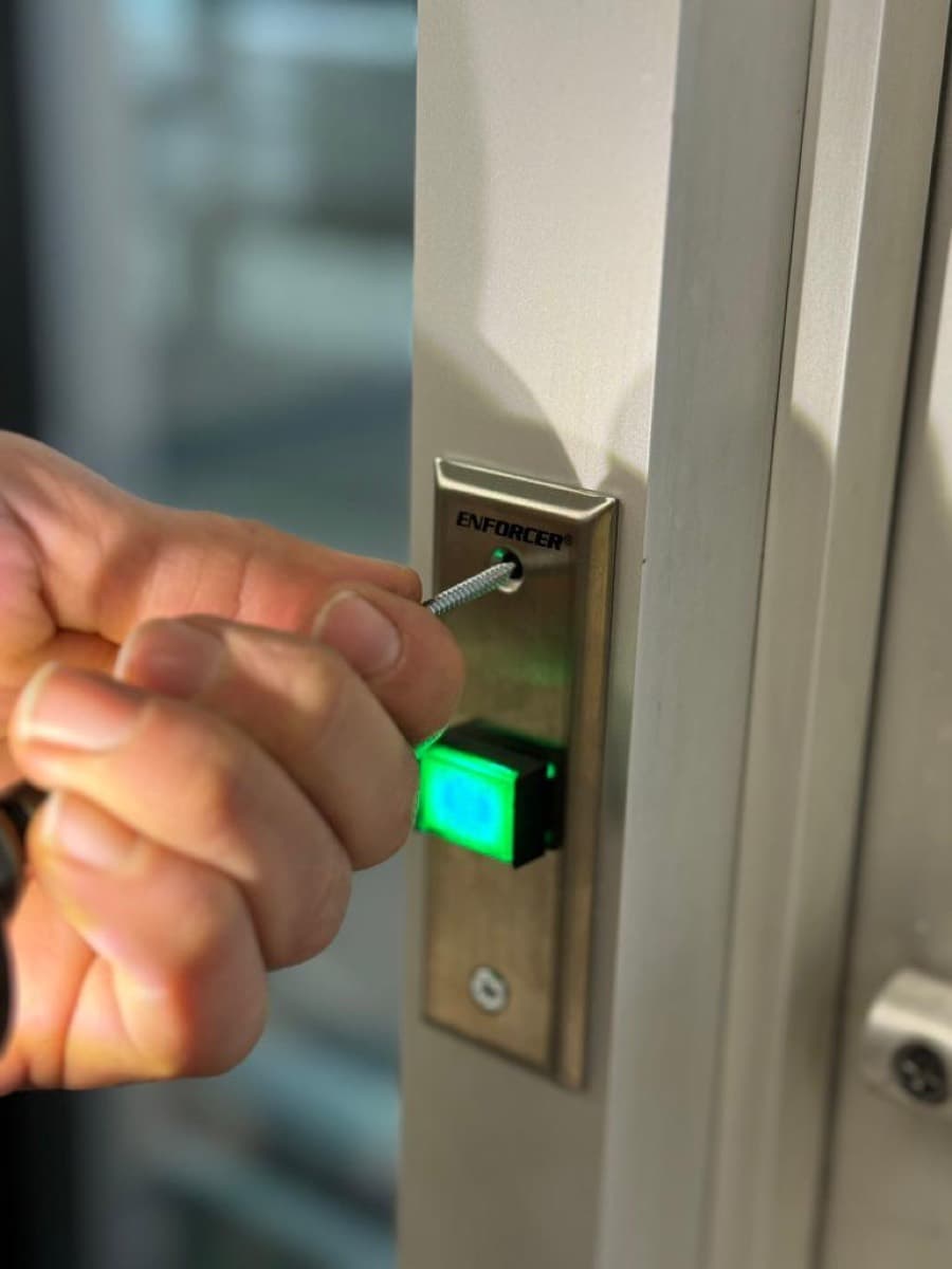 Entry panel and door release at a Brooklyn building entrance
